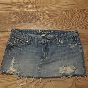 Abercrombie & Fitch Distressed Denim Mini Skirt - Light